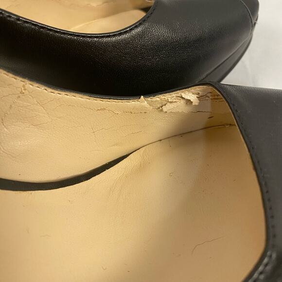 Nine West Black‎ Leather Danee Peep Toe Heel Size 8 - Picture 4 of 7